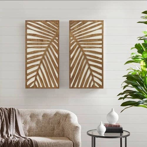 Carved Palm Leaves Wall Art Set