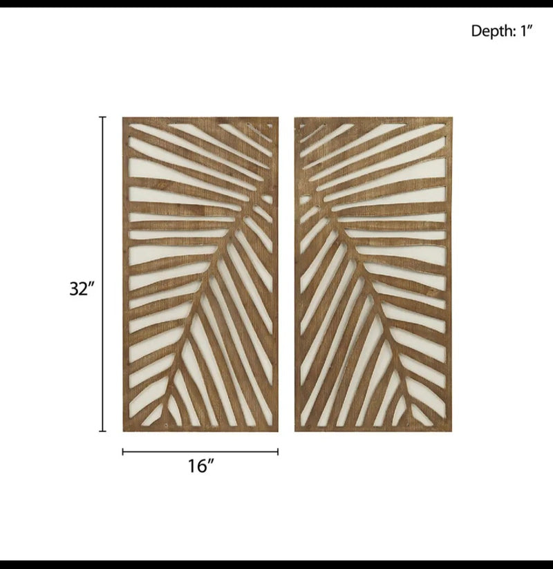 Carved Palm Leaves Wall Art Set