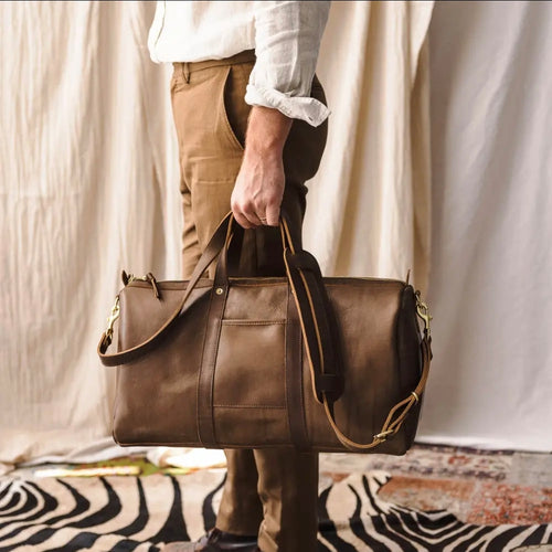 Full-Grain Leather Duffle Bag — Tan