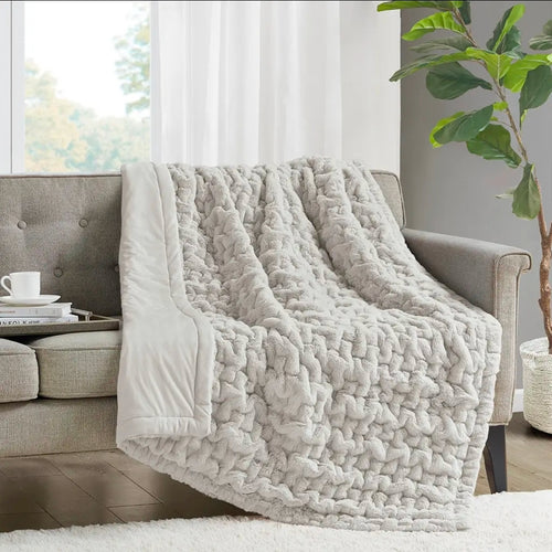 Ruched Luxe Throw — Ivory