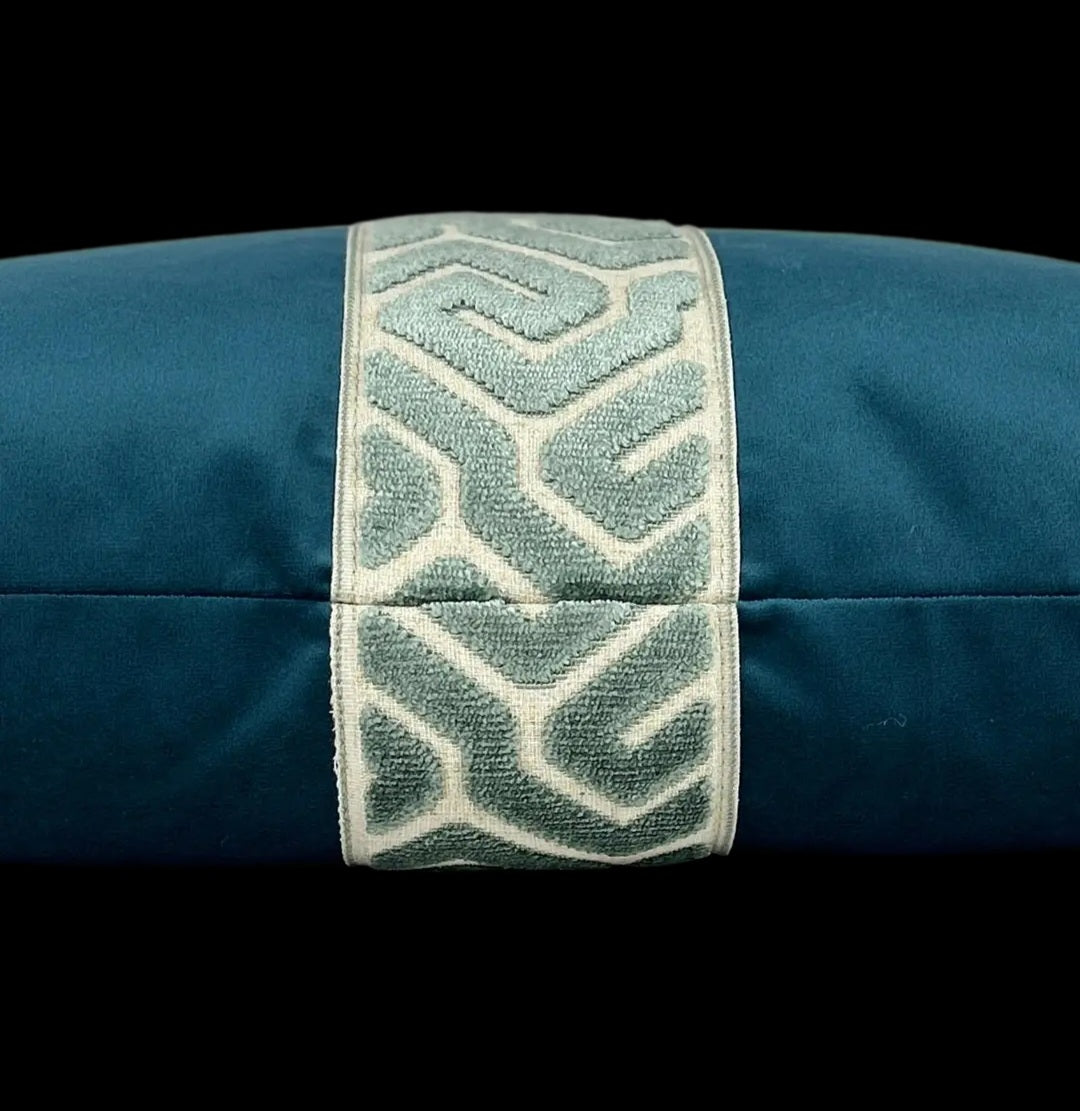 Lennon Velvet Lumbar Pillow — Aquamarine / Petrol