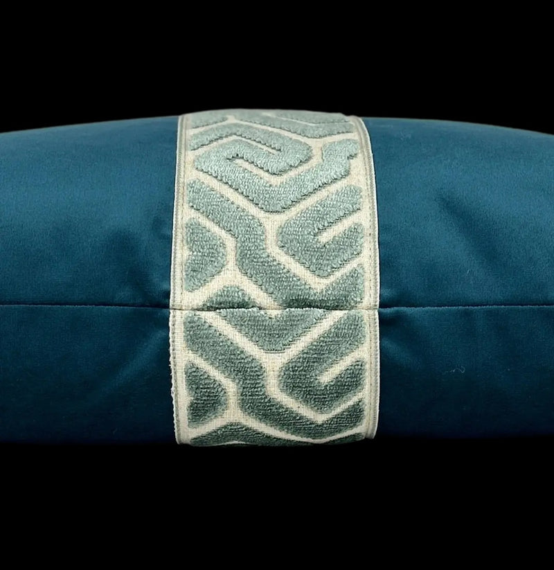 Lennon Velvet Lumbar Pillow — Aquamarine / Petrol